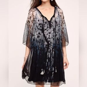 BL-NK London “Twilight Blooms” Swing Sheer Dress Whimsy Goth Floral Flow Mini OS